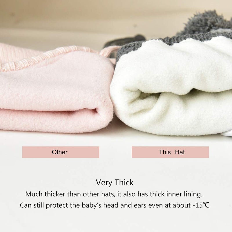 SOMALER Toddler Baby Boy Winter Beanie Hat Infant Kids Warm Fleece Lined Earflap Knit Fur Pom Pom Hat Snow Cap - Image 5